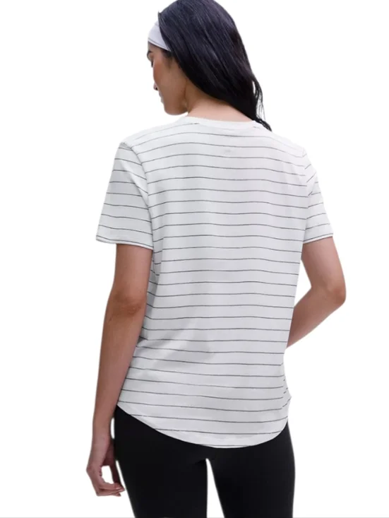 Lululemon Love Crewneck Striped Short-Sleeve Tee - White/Black Size 4/6 - Picture 2 of 7